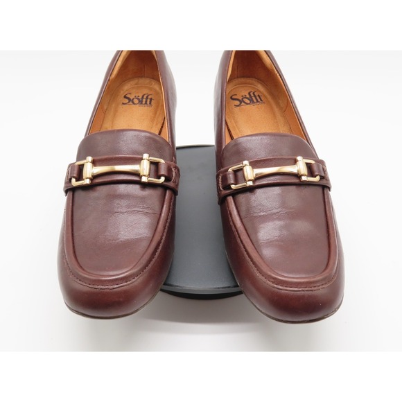 Sofft Shoes Womens Size 8 Brown Leather Loafer Block Heel Horsebit Comfort - Picture 3 of 11
